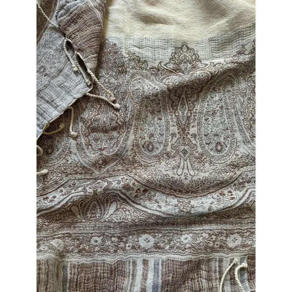 Ralph Lauren Marylebone Randle Cream Throw Blanket linen cotton cream paisley